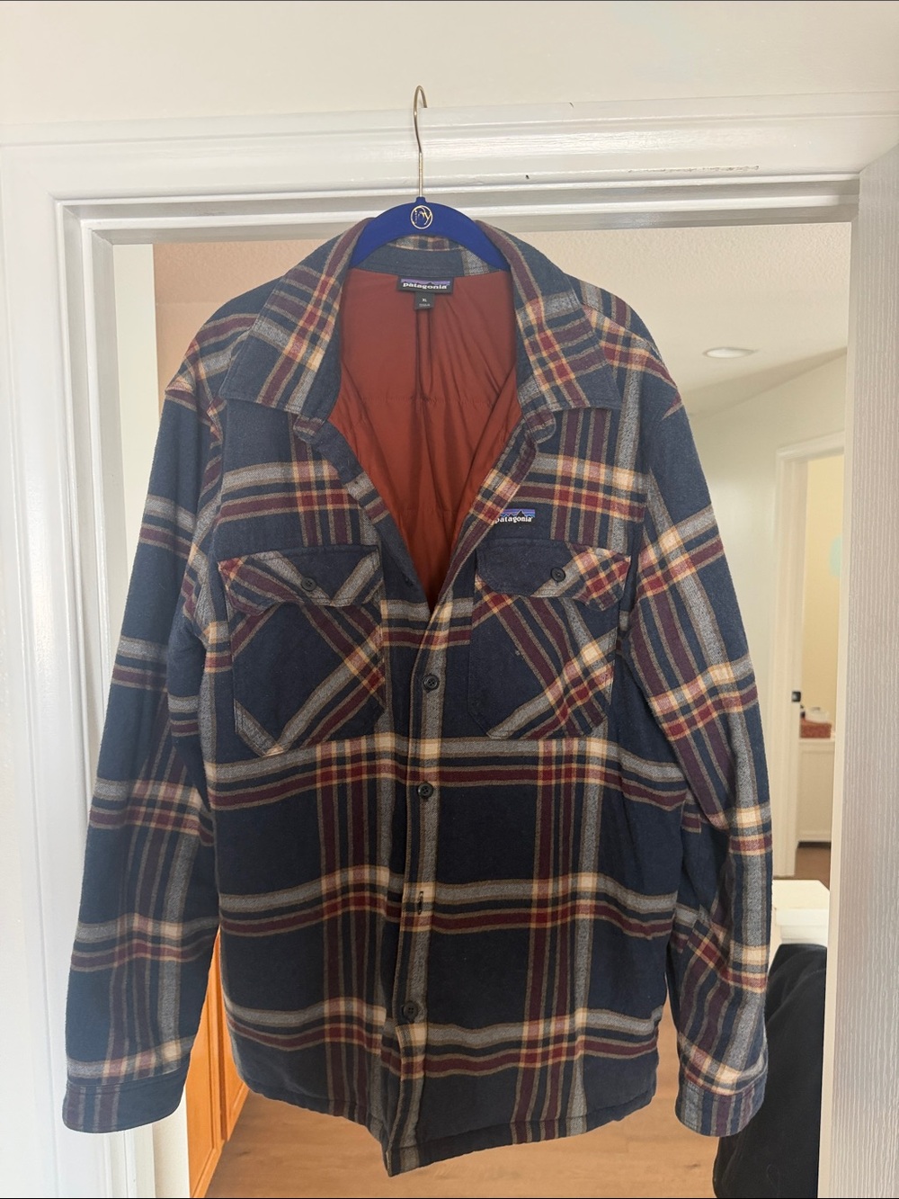 Patagonia Plaid Shirt Jacket in Navy, Burgundy & Cream